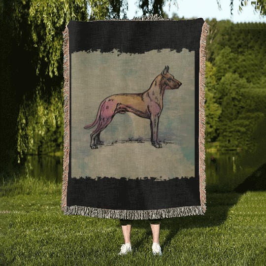 vintage Great Dane dog Woven Blankets