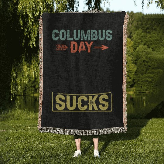 Columbus Day Sucks 1492 Native American Anti Woven Blankets