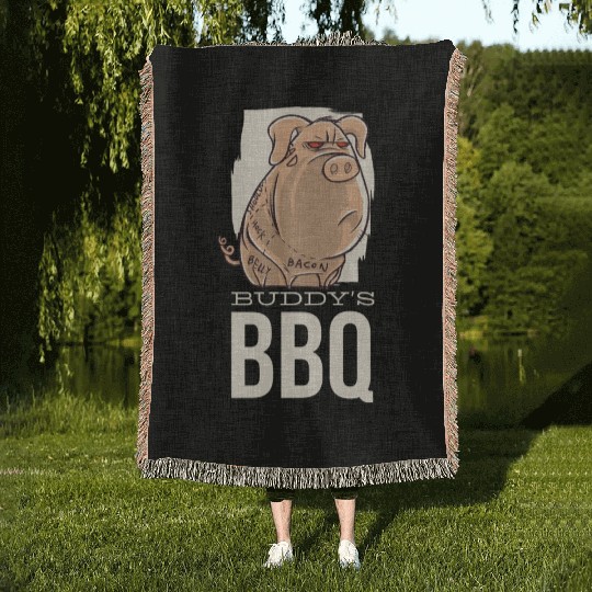 Buddy's BBQ Bacon Pig Buddy's BBQ Bacon Pig inspir Woven Blankets