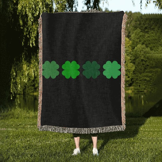 Four Leaf Clover Lucky Motif Woven Blankets