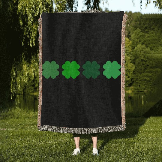 Four Leaf Clover Lucky Motif Woven Blankets