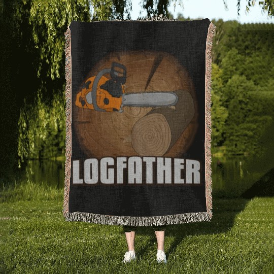 chainsaw Logfather Lumberjack Woven Blankets