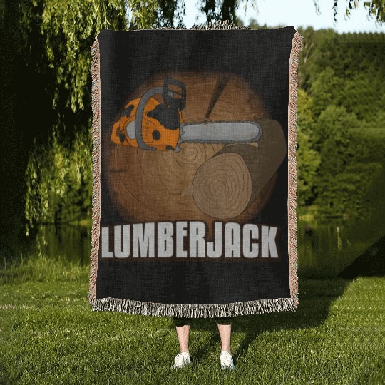 chainsaw Lumberjack Woven Blankets