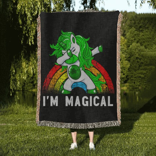 Im Magical Irish Dabbing Unicorn Toddler St Patric Woven Blankets