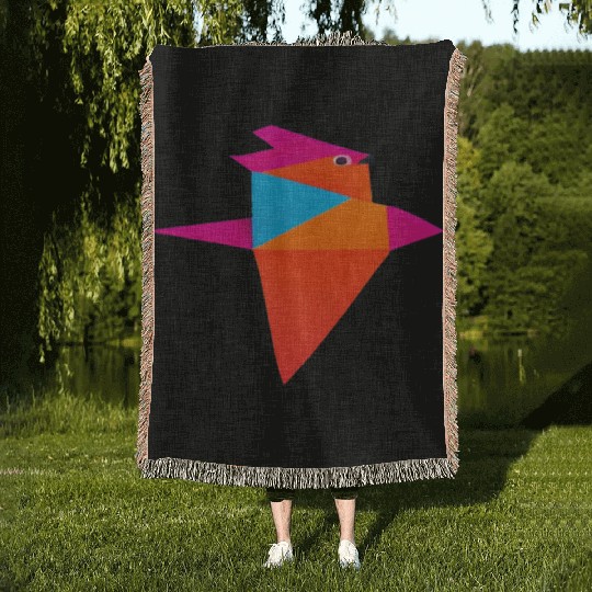 Colorful Origami Bird Woven Blankets
