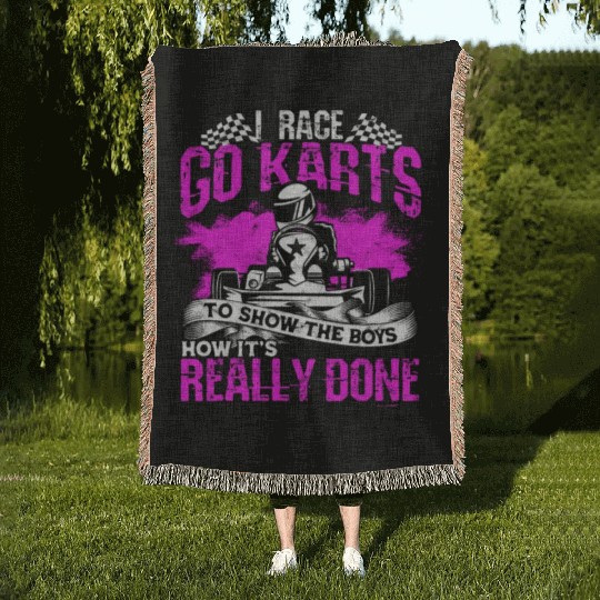 Go Kart Racer Pit Crew Car Racing Karting Woven Blankets