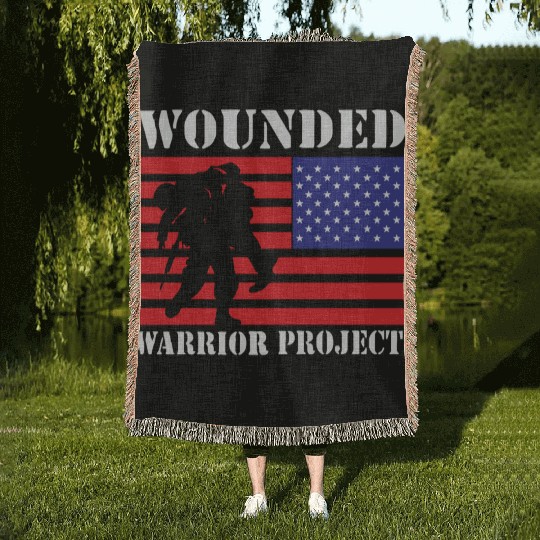 Wounded Warrior Project Us Flag Woven Blankets