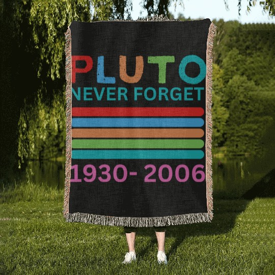 Pluto Never Forget Retro Space Science Pluto Woven Blankets