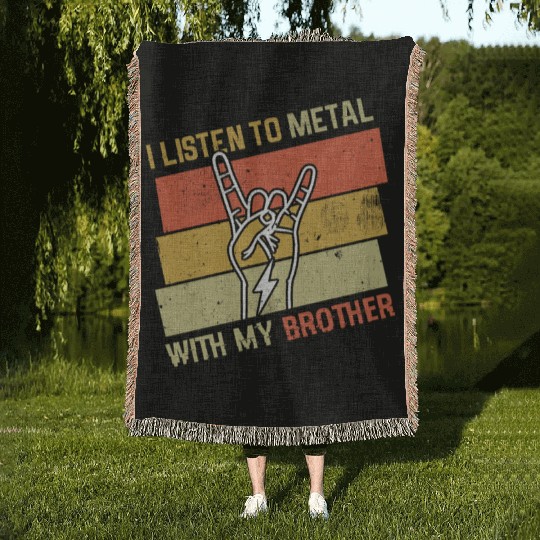 Vintage Metal With Brother Metal Kid Music Lover Woven Blankets