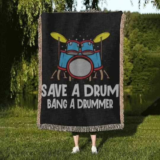 Drummer Drums Music Drum Set Drumming Woven Blankets