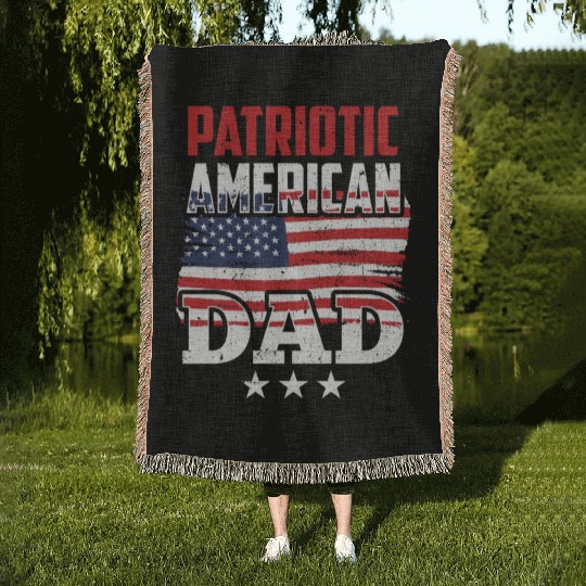 Patriotic American Dad Patriot US USA Woven Blankets