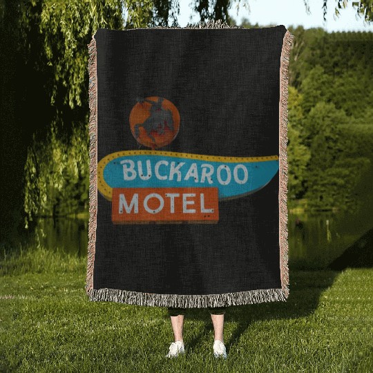 Buckaroo Motel Sign Route 66 Tucumcari New Mexico Woven Blankets
