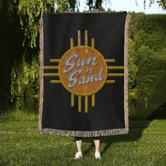 Sun N Sand Motel Sign Route 66 Santa Rosa NM Woven Blankets