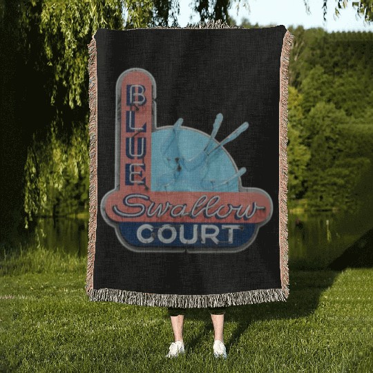 Blue Swallow Court Route 66 Tucumcari Woven Blankets
