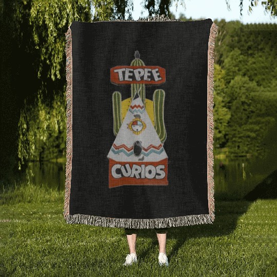 Tepee Curios Route 66 Neon Tucumcari New Mexico Woven Blankets