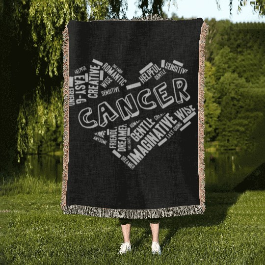 Cancer Heart Word Cloud Doodle Astrology Zodiac St Woven Blankets