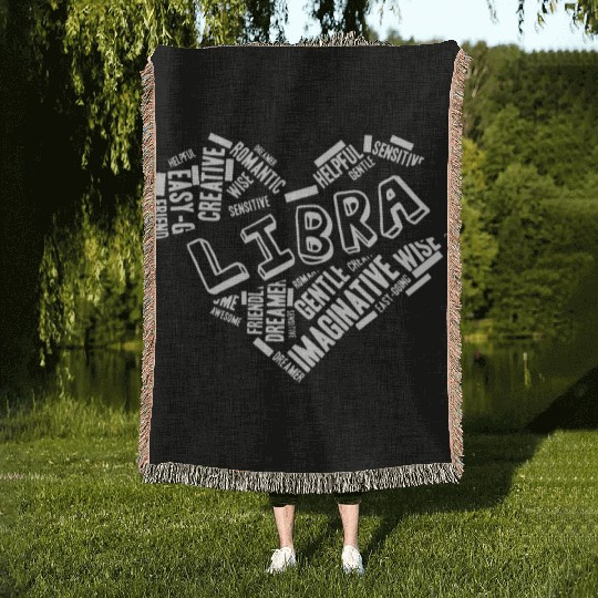 Libra Heart Word Cloud Doodle Astrology Zodiac Sta Woven Blankets