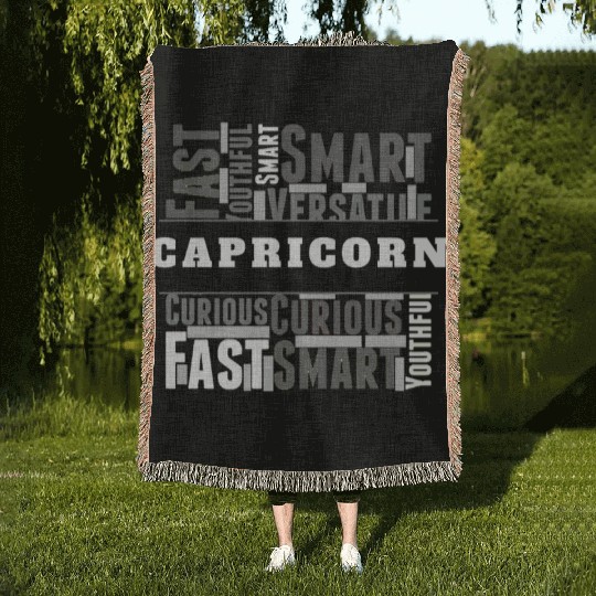 Capricorn Zodiac Star Sign Word Cloud Square Monoc Woven Blankets