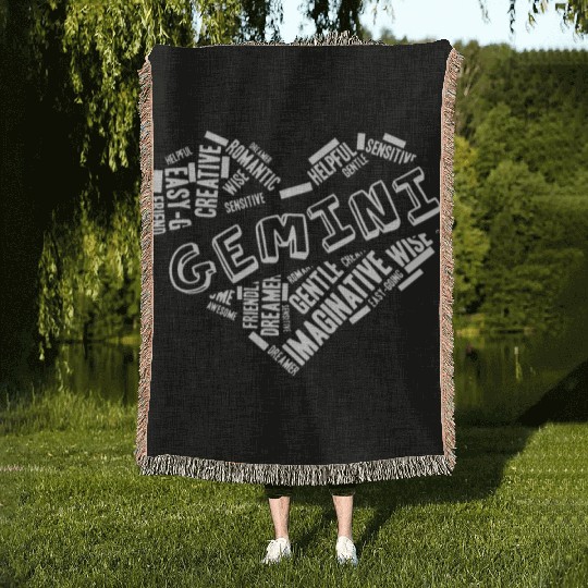 Gemini Heart Word Cloud Doodle Astrology Zodiac St Woven Blankets