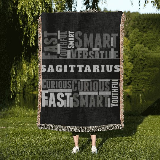 Sagittarius Zodiac Star Sign Word Cloud Square Mon Woven Blankets