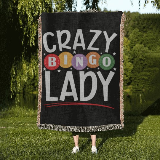 Crazy Bingo Lady Bingo Player Casino Lottery Woven Blankets