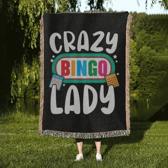 Crazy Bingo Lady Bingo Player Casino Lottery Woven Blankets
