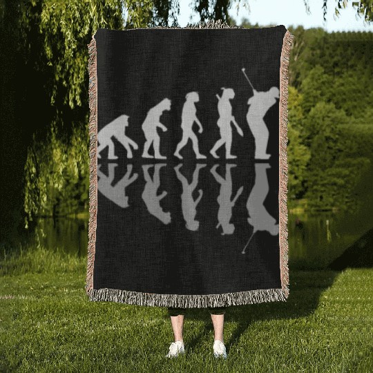 Golfing Human Evolution Golfer Humor Golf Playera Woven Blankets