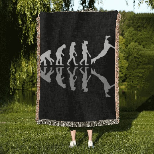 Human Evolution Frisbee Player Disc Sport Lover Woven Blankets
