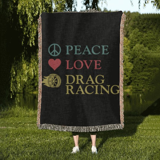 Drag Racing Race Car Girl Peace Woven Blankets