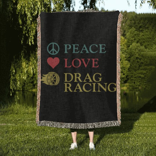 Drag Racing Race Car Girl Peace Woven Blankets