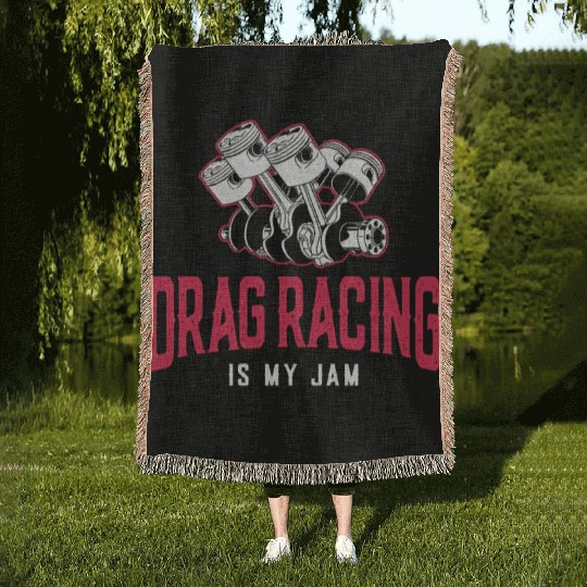 Drag Racing Race Car Girl Drag Woven Blankets