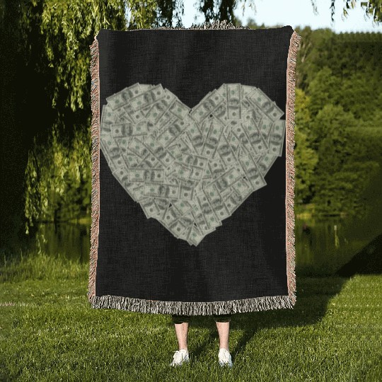 US dollar heart shape, love money Woven Blankets
