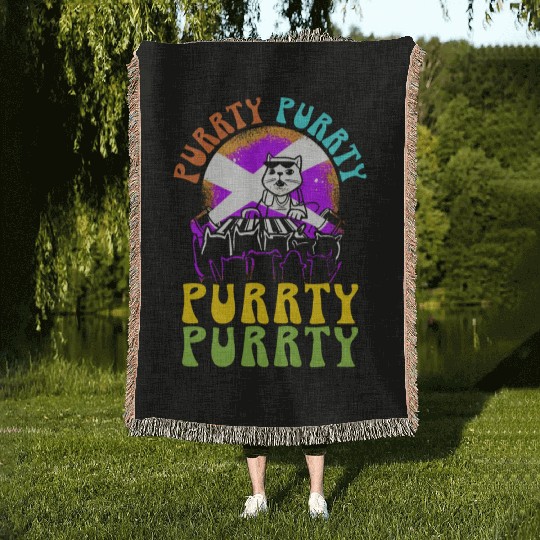 Purrty Piano Cat Musician Musical Pianist Music Woven Blankets