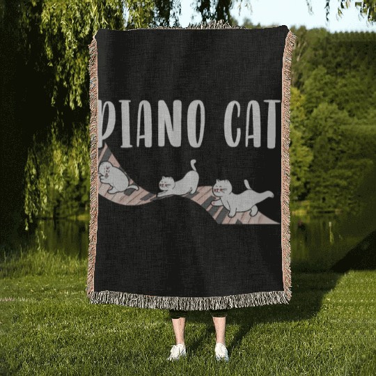 Piano Cat Musician Musical Instrument Pianist Woven Blankets