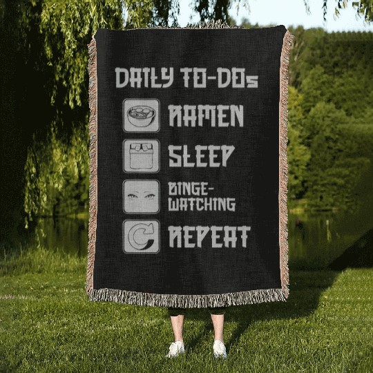 Movie Fan Daily Binge Watcher Ramen Lover Woven Blankets