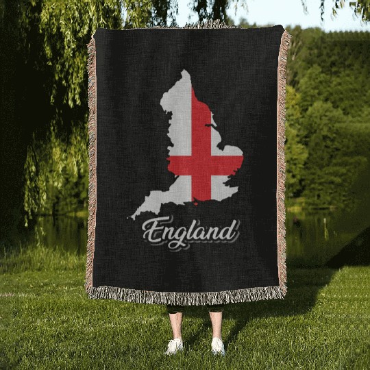 England Flag Map, Country Woven Blankets