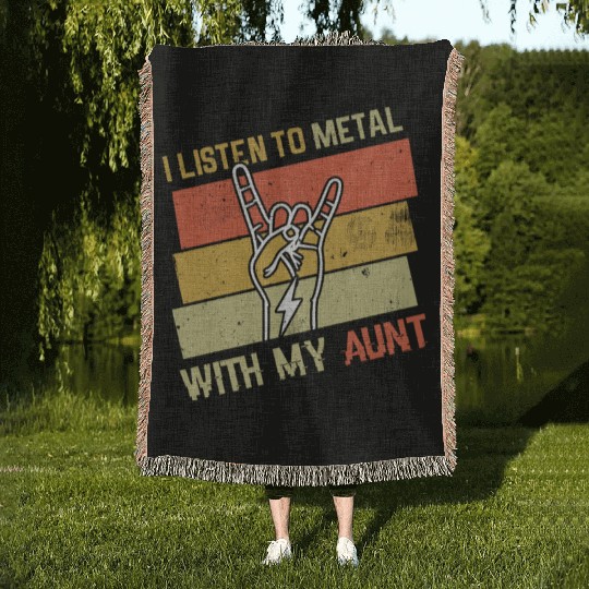 Vintage Metal With Aunt Metal Kid Music Lover Woven Blankets