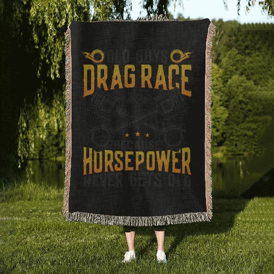Drag Racing Race Car Old Guys Drag Woven Blankets