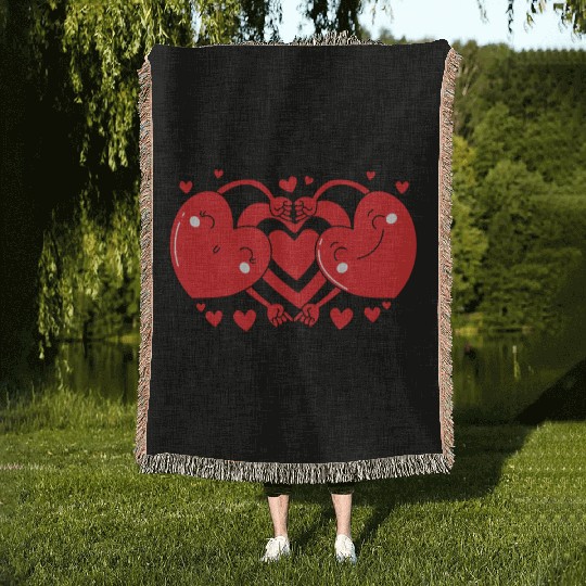 I Love My Husband Red Heart Valentines Matching Woven Blankets
