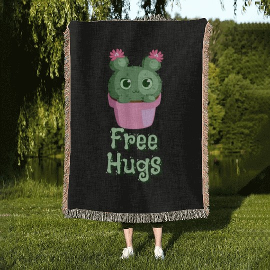 free hugs Cactus Woven Blankets