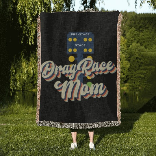 Drag Racing Race Car Mom Retro Woven Blankets