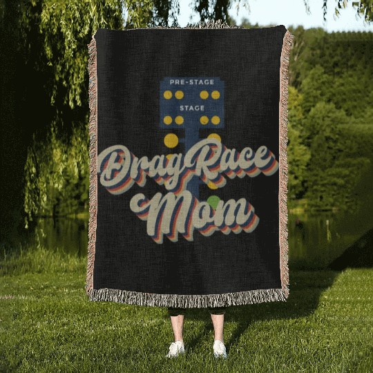 Drag Racing Race Car Mom Retro Woven Blankets