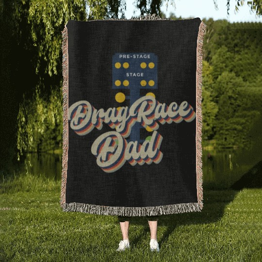 Drag Racing Race Car Dad Retro Woven Blankets