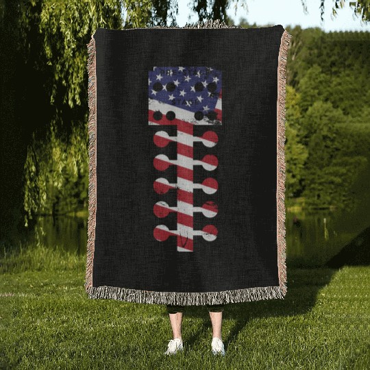 Drag Racing Race Car American Flag Woven Blankets