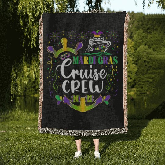 Mardi Gras Cruise 2023 New Orleans Carnival Vacati Woven Blankets