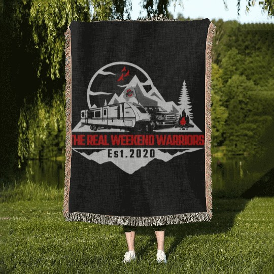 The Real Weekend Warriors Latest Logo in Red Woven Blankets
