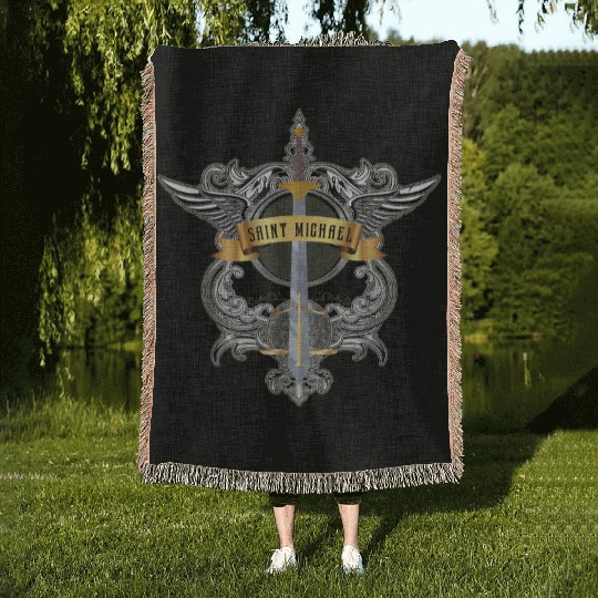 Sword of Saint Michael the Archangel Catholic Men Woven Blankets