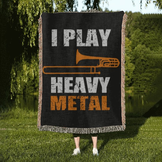 I Play Heavy Metal Woven Blankets