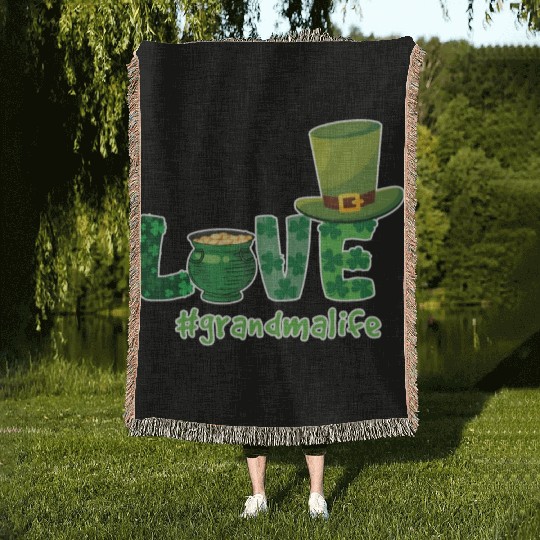 Shamrock Love Grandma Saint Patrick Day Woven Blankets