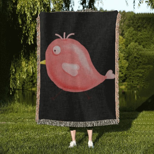 painting bird Woven Blankets